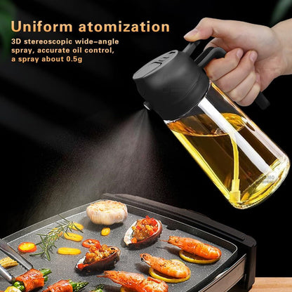 Misamo Enterprise 2-in-1 Oil Dispenser & Sprayer for Kitchen, 500ml, Black | 2-in-1 design delivers a fine mist spray or smooth pour for precise oil control while cooking, grilling, and baking.