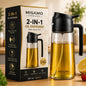 Misamo Enterprise 2-in-1 Oil Dispenser & Sprayer for Kitchen, 500ml, Black | 2-in-1 design delivers a fine mist spray or smooth pour for precise oil control while cooking, grilling, and baking.