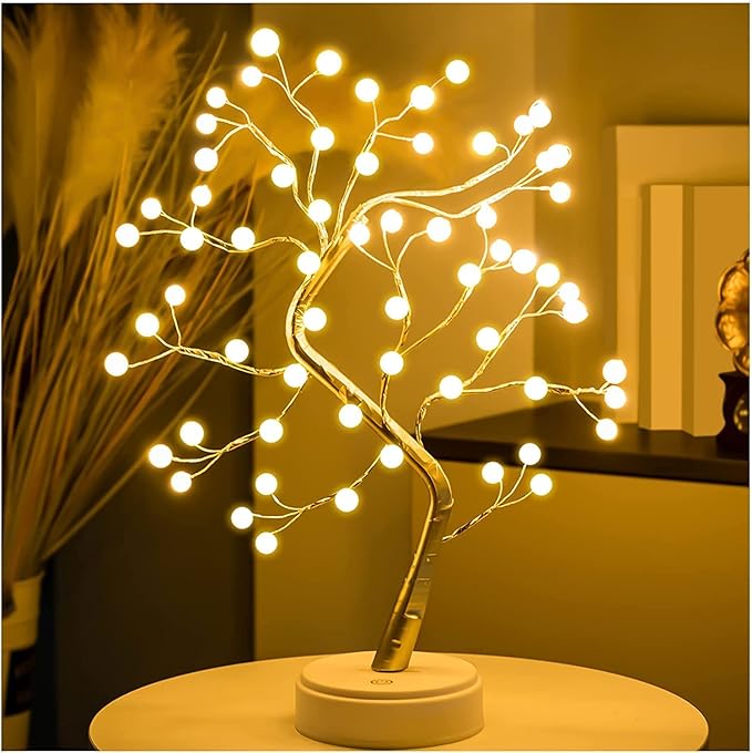 Pearl Bonsai Tree Lamp with Touch Switch | USB & Battery Operated Decorative Light