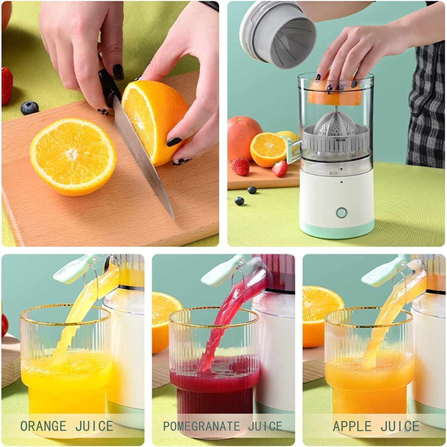 Drumstone Cordless Electric Citrus Juicer, USB Rechargeable Portable for Oranges, Lemons, Limes & Grapefruit, One-Touch Automatic Citrus Juicer for Home, Kitchen, Office & Travel