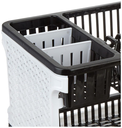 Amazon Brand - Solimo Plastic Dish Drainer, (Black, 51 cm * 33 cm * 27.2 cm)