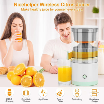 Drumstone Cordless Electric Citrus Juicer, USB Rechargeable Portable for Oranges, Lemons, Limes & Grapefruit, One-Touch Automatic Citrus Juicer for Home, Kitchen, Office & Travel