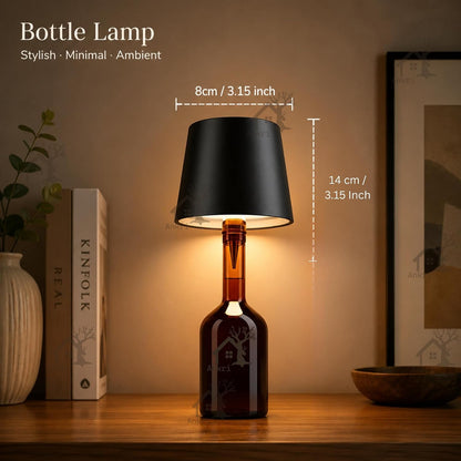 ANKRI Wireless Bottle Lamp LED 3 Colour Light Battery Desk Dimming Night Light Indoor Portable for Cafe Restaurant Home Living Room | 15 cm | Black | Long Lasting Battery