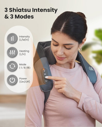 CILI Cordless Neck Massager with Heat, 4D Shiatsu Neck Shoulder Massager Deep Tissue Neck Back Massager Pillow, Wider Massage Head & More Heating Area, Gift for Dad Mom