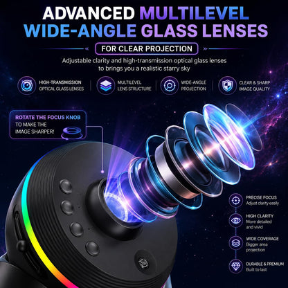 Galaxy Projector – 13 Replaceable Discs | 4K HD Star Light Projector with Dynamic Meteors, 360° Rotation,