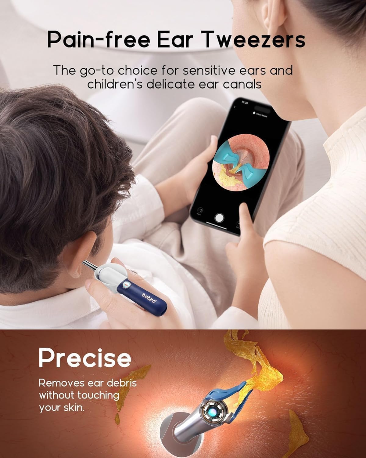 SELLASTIC Ear Cleaner Tool Kit, Ear Wax Removal with HD Camera & WiFi Connection, Flexible Otoscope Camera Light for iOS & Android, Safe Ear Cleaning for Adults & Baby - 1 Year Warranty