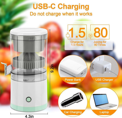Drumstone Cordless Electric Citrus Juicer, USB Rechargeable Portable for Oranges, Lemons, Limes & Grapefruit, One-Touch Automatic Citrus Juicer for Home, Kitchen, Office & Travel