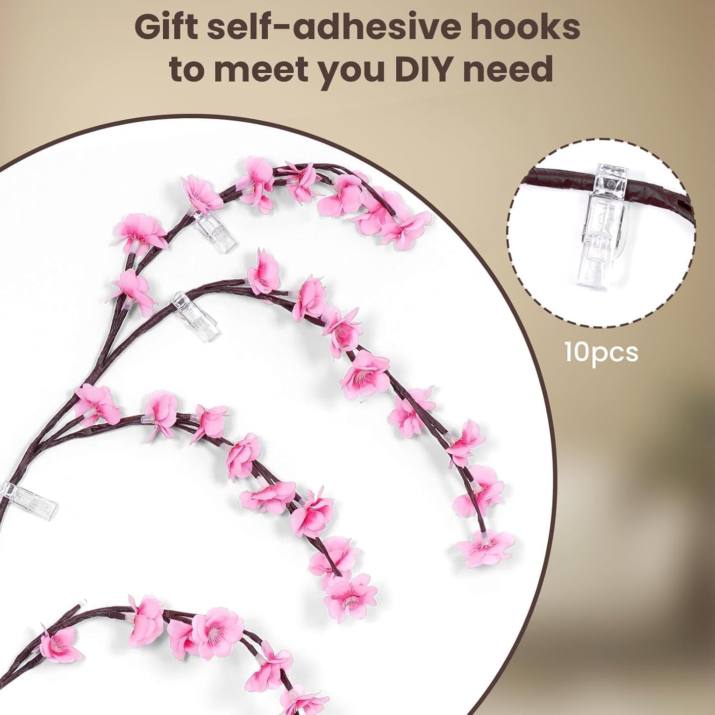 Cherry Blossom Lights LED Tree Branch Wall Decor – DIY Flexible Lighted Cherry Blossom Branches with Remote, 8 Modes