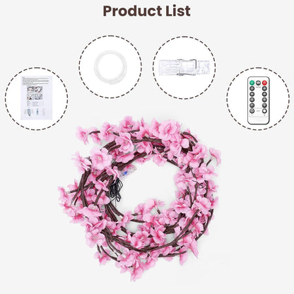 Cherry Blossom Lights LED Tree Branch Wall Decor – DIY Flexible Lighted Cherry Blossom Branches with Remote, 8 Modes