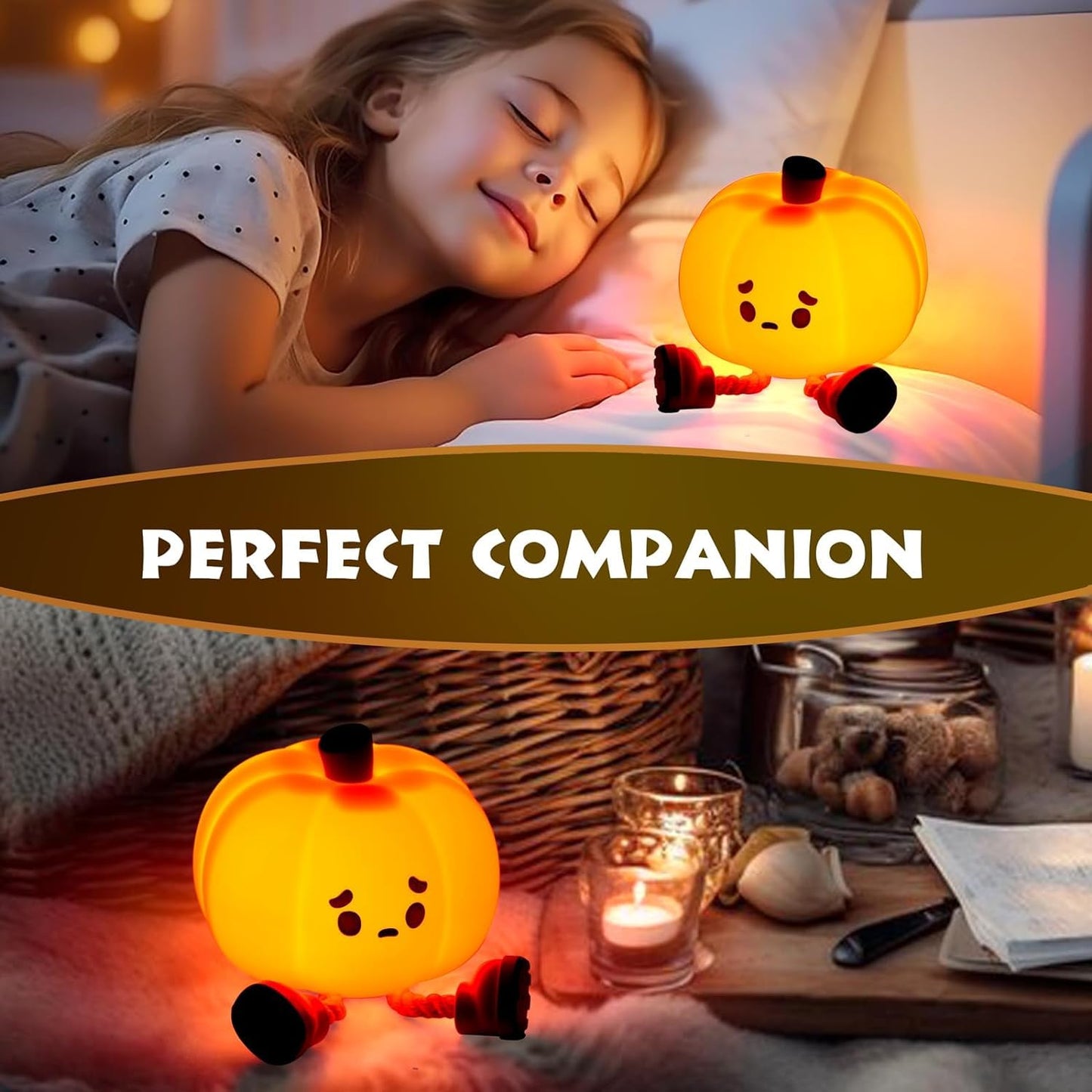 Pumpkin Night Light - 3 Level Dimmable Cute Led Pumpkin Lamp, Silicone Dimmable Nursery Nightlight