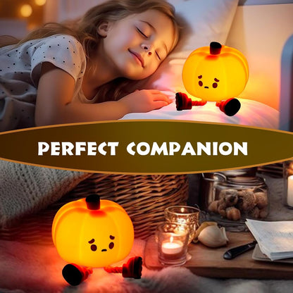 Pumpkin Night Light - 3 Level Dimmable Cute Led Pumpkin Lamp, Silicone Dimmable Nursery Nightlight