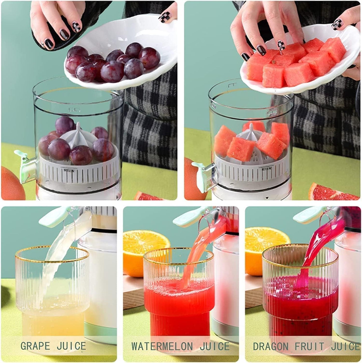 Drumstone Cordless Electric Citrus Juicer, USB Rechargeable Portable for Oranges, Lemons, Limes & Grapefruit, One-Touch Automatic Citrus Juicer for Home, Kitchen, Office & Travel