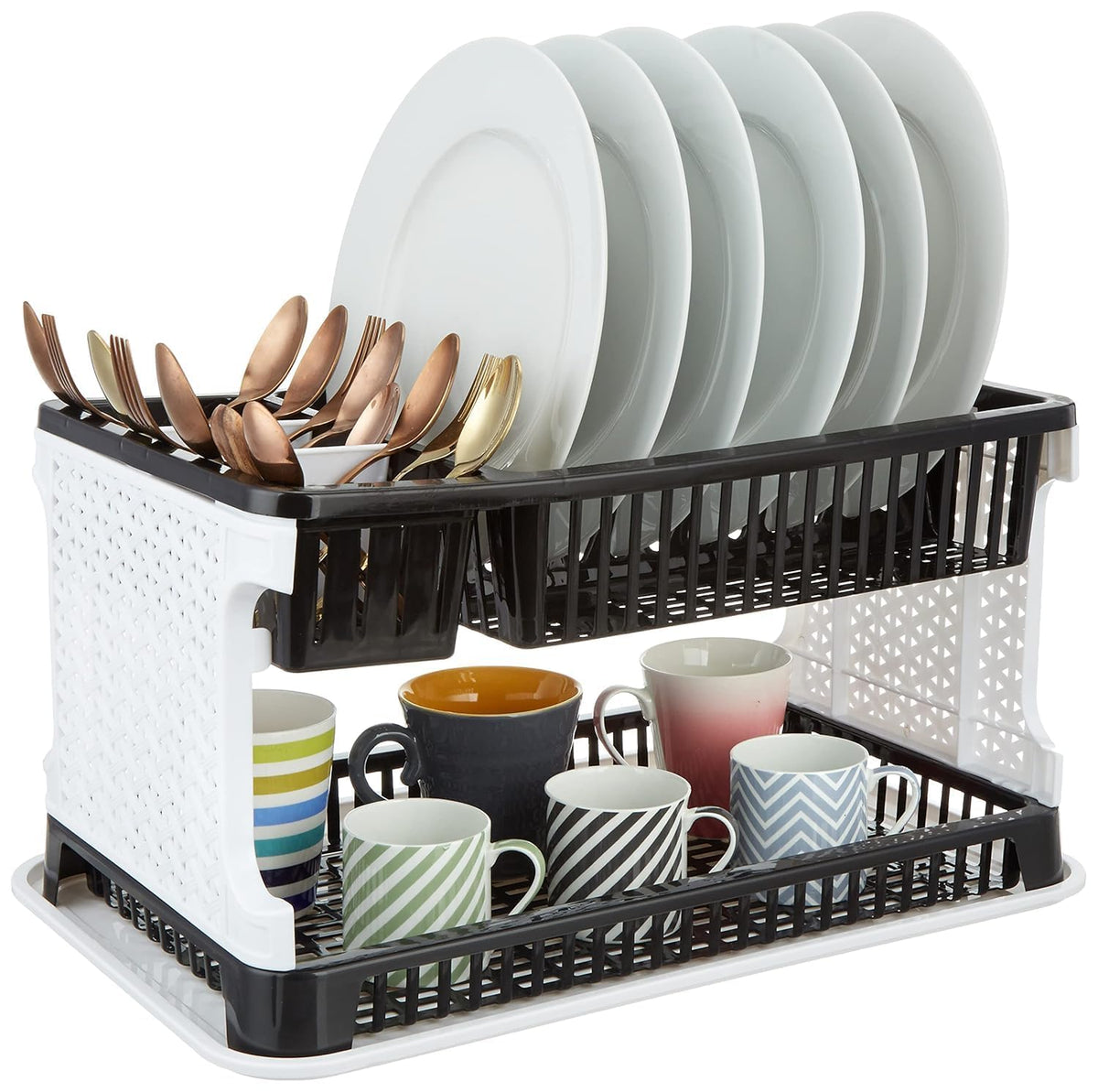 Amazon Brand - Solimo Plastic Dish Drainer, (Black, 51 cm * 33 cm * 27.2 cm)