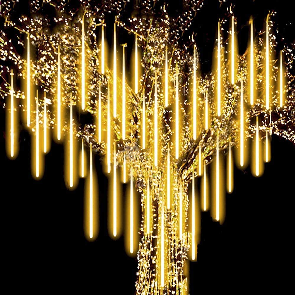Rain Drop LED Meteor Shower 192 LEDs 8 Tubes (11.8") | Icicle Falling Effect for Diwali, Christmas, New Year, Home & Outdoor Decoration,