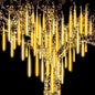 Rain Drop LED Meteor Shower 192 LEDs 8 Tubes (11.8") | Icicle Falling Effect for Diwali, Christmas, New Year, Home & Outdoor Decoration,