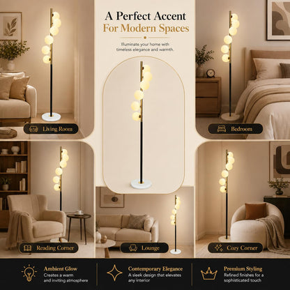 Prosper Modern Designer Floor Lamp with Marble Base 3 Light Mode for Living Room| Bedroom