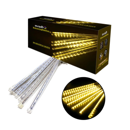 Rain Drop LED Meteor Shower 192 LEDs 8 Tubes (11.8") | Icicle Falling Effect for Diwali, Christmas, New Year, Home & Outdoor Decoration,