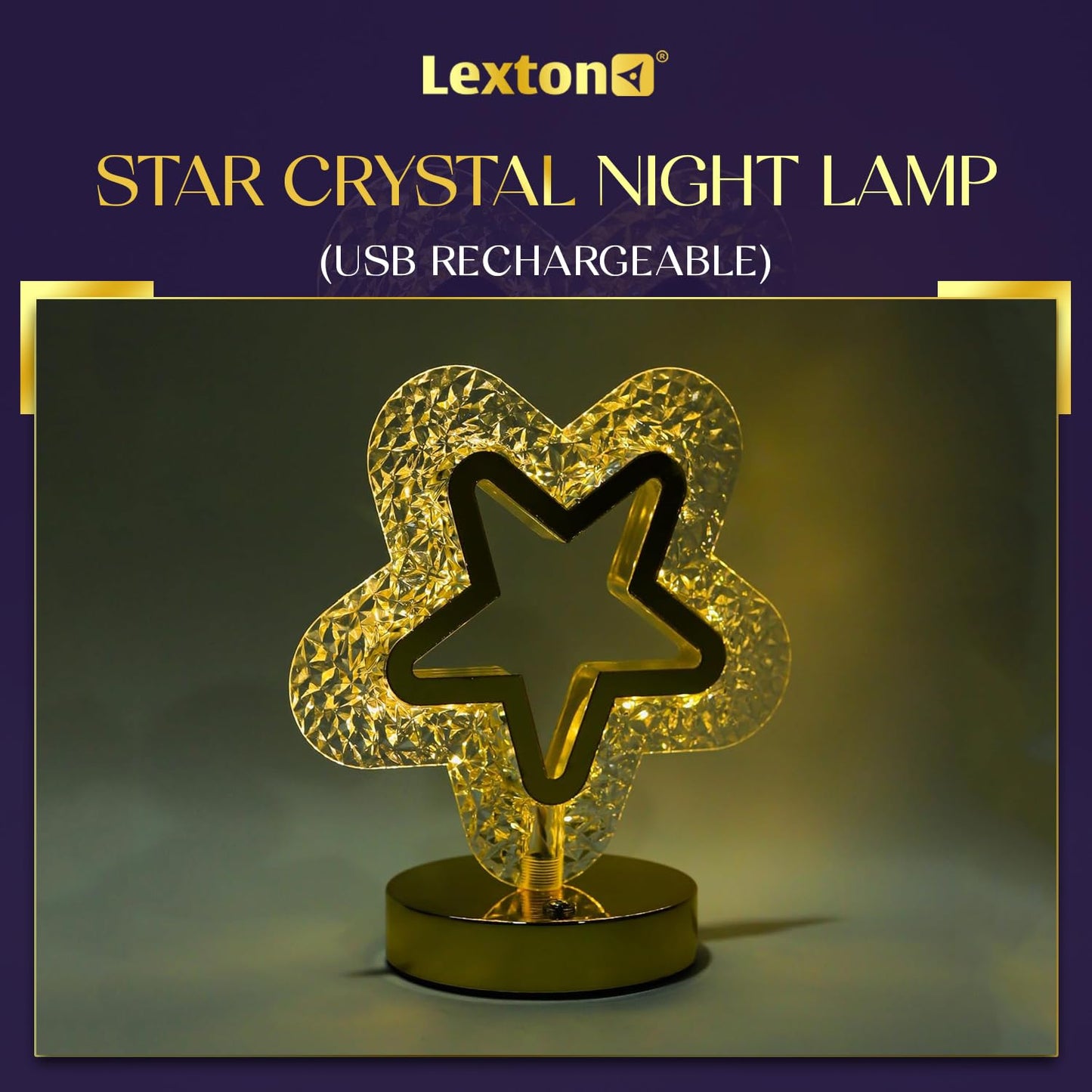 Star Crystal Night Lamp | 3 Level Brightness | Soft Glow LED Table Light for Home