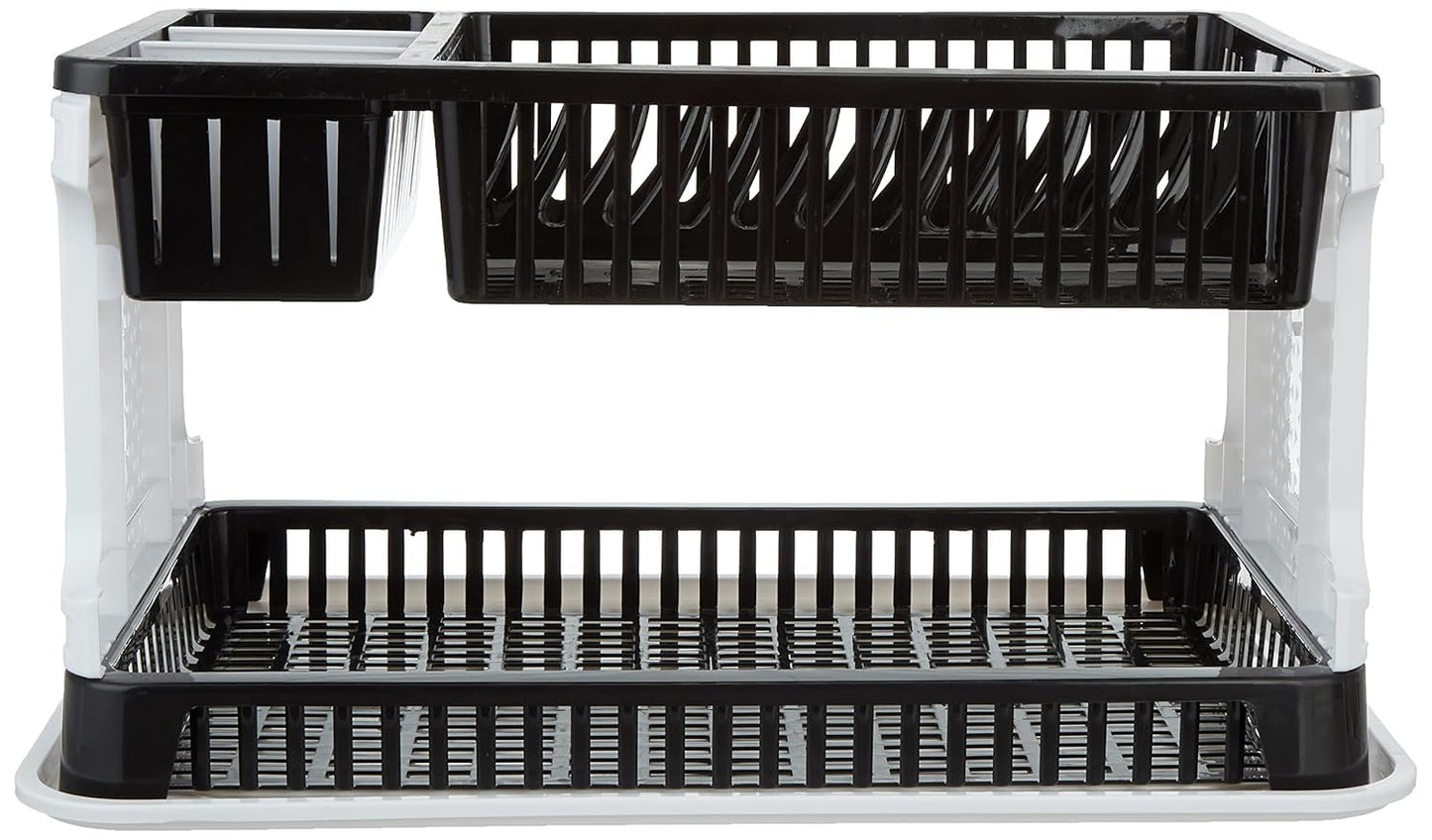 Amazon Brand - Solimo Plastic Dish Drainer, (Black, 51 cm * 33 cm * 27.2 cm)