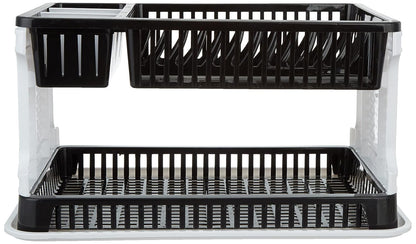 Amazon Brand - Solimo Plastic Dish Drainer, (Black, 51 cm * 33 cm * 27.2 cm)