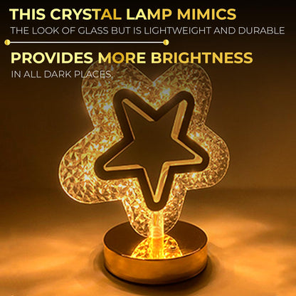 Star Crystal Night Lamp | 3 Level Brightness | Soft Glow LED Table Light for Home