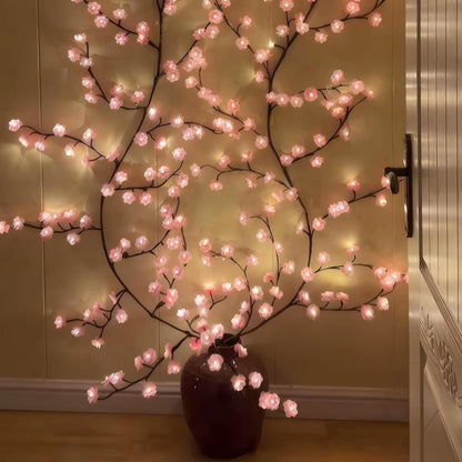 Cherry Blossom Lights LED Tree Branch Wall Decor – DIY Flexible Lighted Cherry Blossom Branches with Remote, 8 Modes