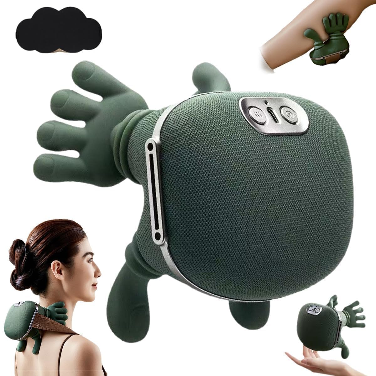 Bionic Heated Massager, Wireless Portable Shiatsu Neck and Back Massager, Electric Deep Tissue 4D Kneading Massage Simulated Human Hand Design for Pain Relief and Muscle Relax Massager