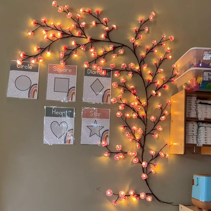 Cherry Blossom Lights LED Tree Branch Wall Decor – DIY Flexible Lighted Cherry Blossom Branches with Remote, 8 Modes
