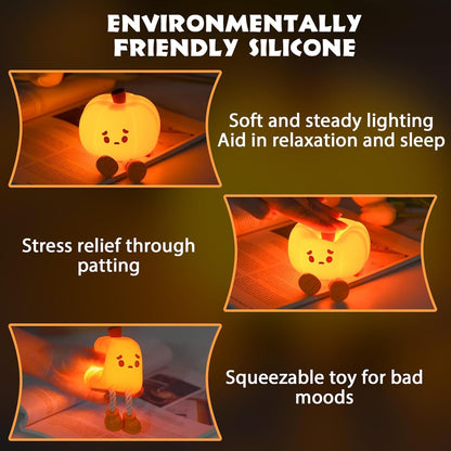Pumpkin Night Light - 3 Level Dimmable Cute Led Pumpkin Lamp, Silicone Dimmable Nursery Nightlight