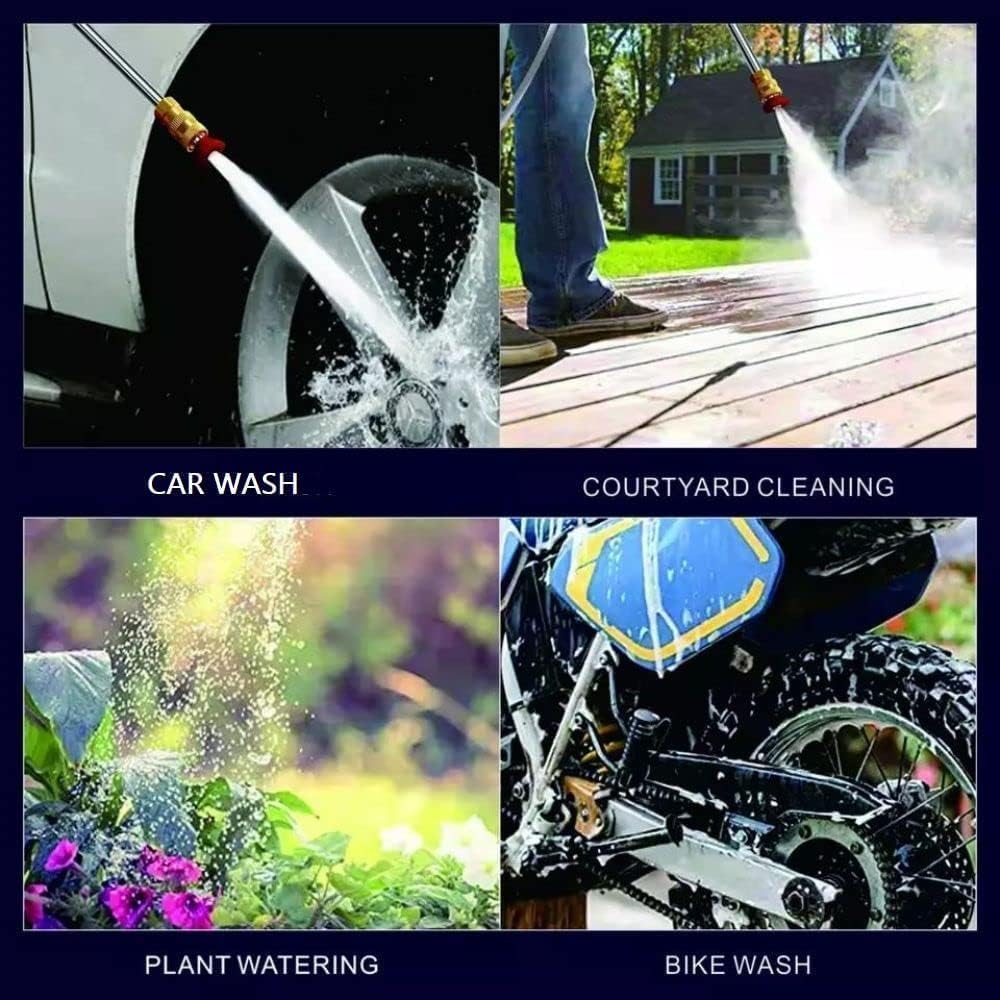 Cordless Portable Pressure Washer Gun 48V 12000mAh | Double Battery Wireless High Pressure Water Gun with Adjustable Nozzle & 5M Hose Pipe | Car Wash, Bike Cleaning & Outdoor Use