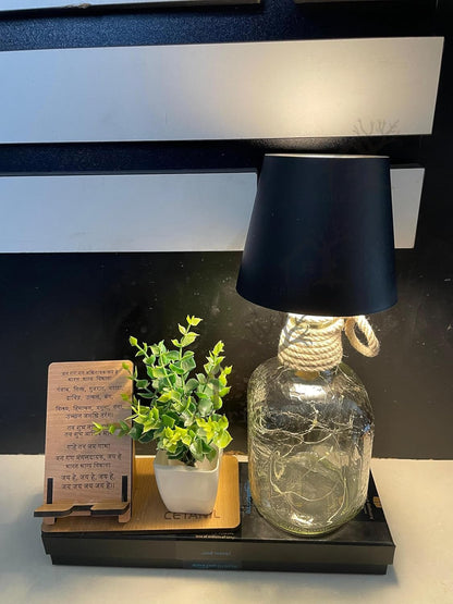 ANKRI Wireless Bottle Lamp LED 3 Colour Light Battery Desk Dimming Night Light Indoor Portable for Cafe Restaurant Home Living Room | 15 cm | Black | Long Lasting Battery