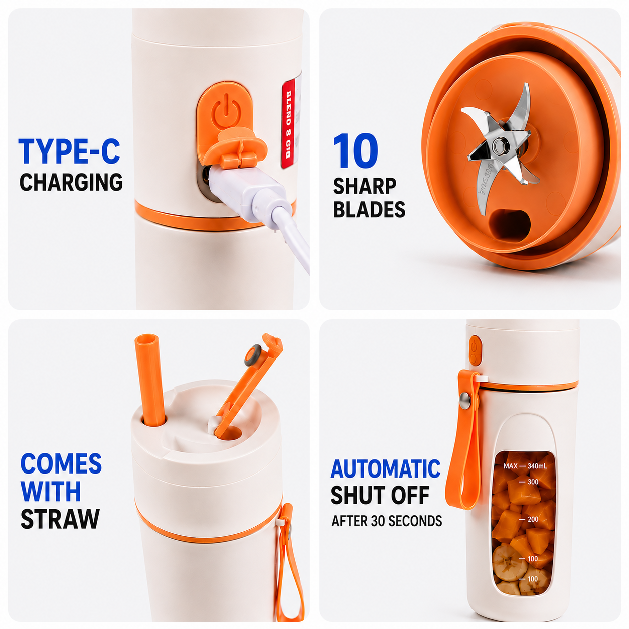 SnapBlend Portable Smoothie Blender- Orange
