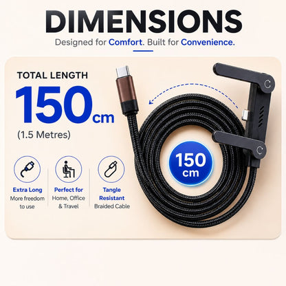 Dockline Pro Type-C Fast Charging Cable with Mobile Stand