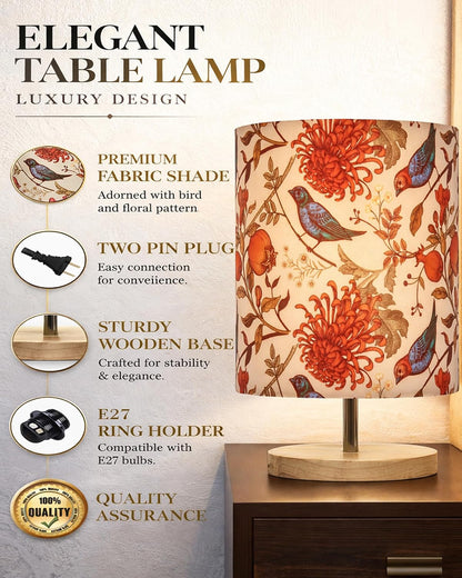 Small Pine Table Lamp-Wooden Bedside Lamp Simple Bedroom Light Linen Shade Mini Desk Lamp Nightstand Lamps