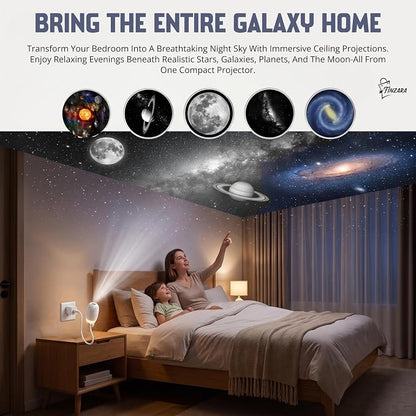 Space Rocket Galaxy Projector, 360° Rotating Starry Sky Nebula Night Lamp with USB Mini LED Projection Light, Magic Ceiling Wall Decor
