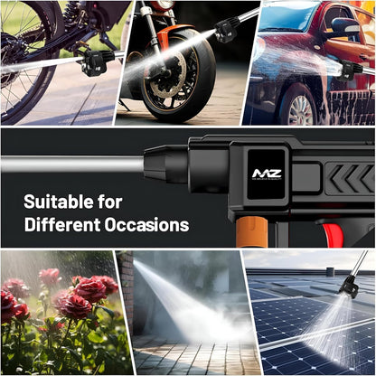 Cordless Portable Pressure Washer Gun 48V 12000mAh | Double Battery Wireless High Pressure Water Gun with Adjustable Nozzle & 5M Hose Pipe | Car Wash, Bike Cleaning & Outdoor Use