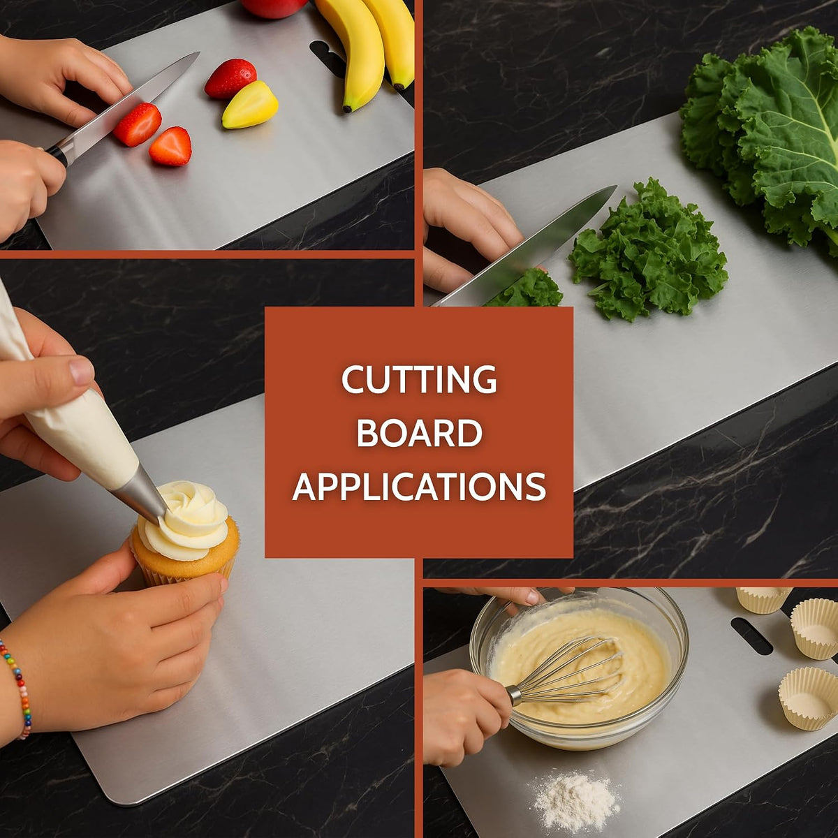 Clazkit Stainless Steel Chopping Board Vegetable,Fruit Cutting, Kneeding, Cake Prep, Heavy Duty Chopping-Board (Size 31.8CM X 21CM)