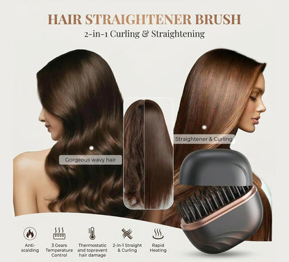 Sanzara Portable Mini Wireless Hair Straightening Comb – Cordless Ceramic Fast-Heat Styling Brush for Women, Rechargeable & Travel-Friendly