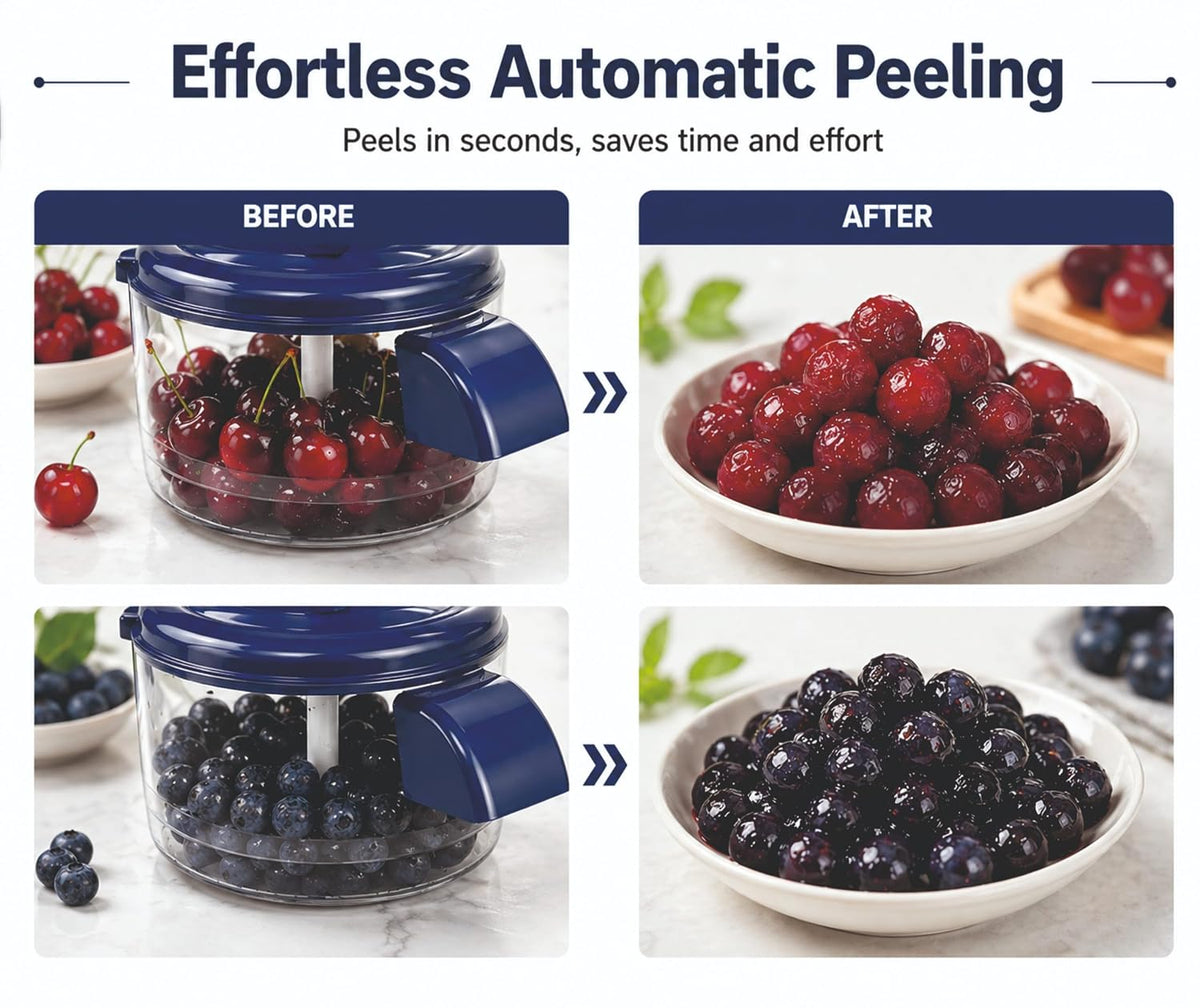 2026 Upgraded Rechargeable Electric Fruit & Vegetable Peeler with 5-Blade System | Automatic Garlic, Grapes & Cherry Tomato Peeler Machine | Fast Smart Kitchen Peeling Tool for Home & Restaurant Use