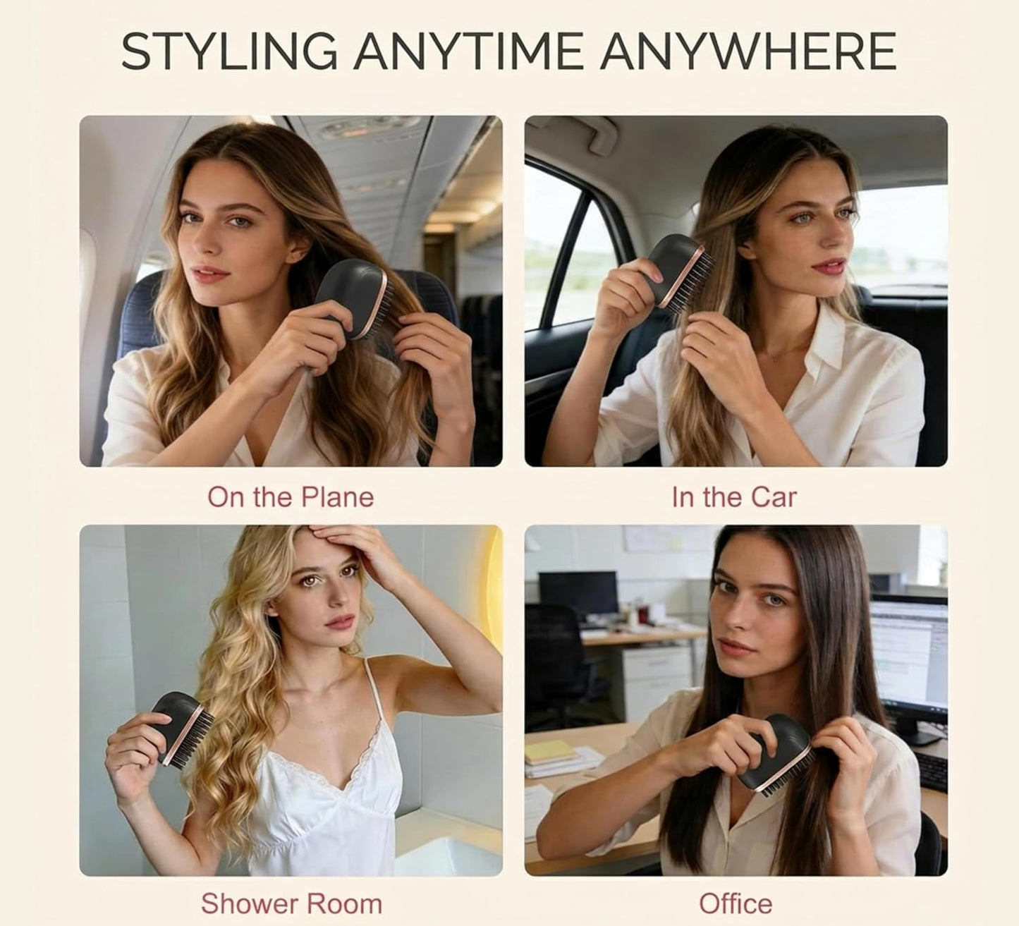 Sanzara Portable Mini Wireless Hair Straightening Comb – Cordless Ceramic Fast-Heat Styling Brush for Women, Rechargeable & Travel-Friendly