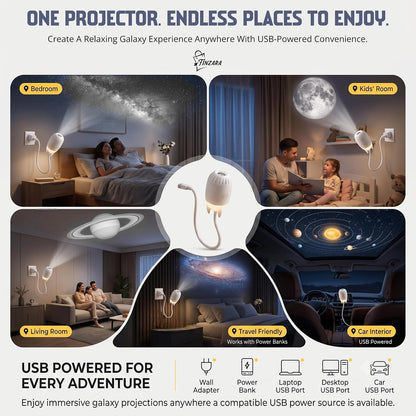 Space Rocket Galaxy Projector, 360° Rotating Starry Sky Nebula Night Lamp with USB Mini LED Projection Light, Magic Ceiling Wall Decor