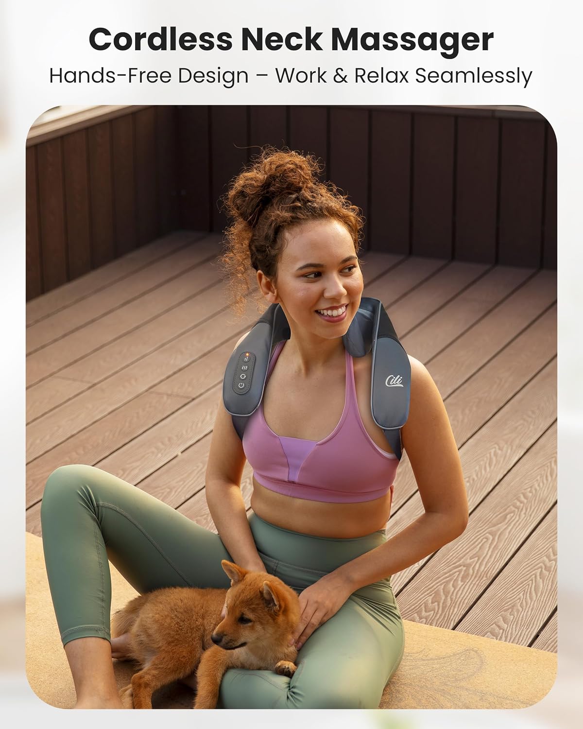 CILI Cordless Neck Massager with Heat, 4D Shiatsu Neck Shoulder Massager Deep Tissue Neck Back Massager Pillow, Wider Massage Head & More Heating Area, Gift for Dad Mom