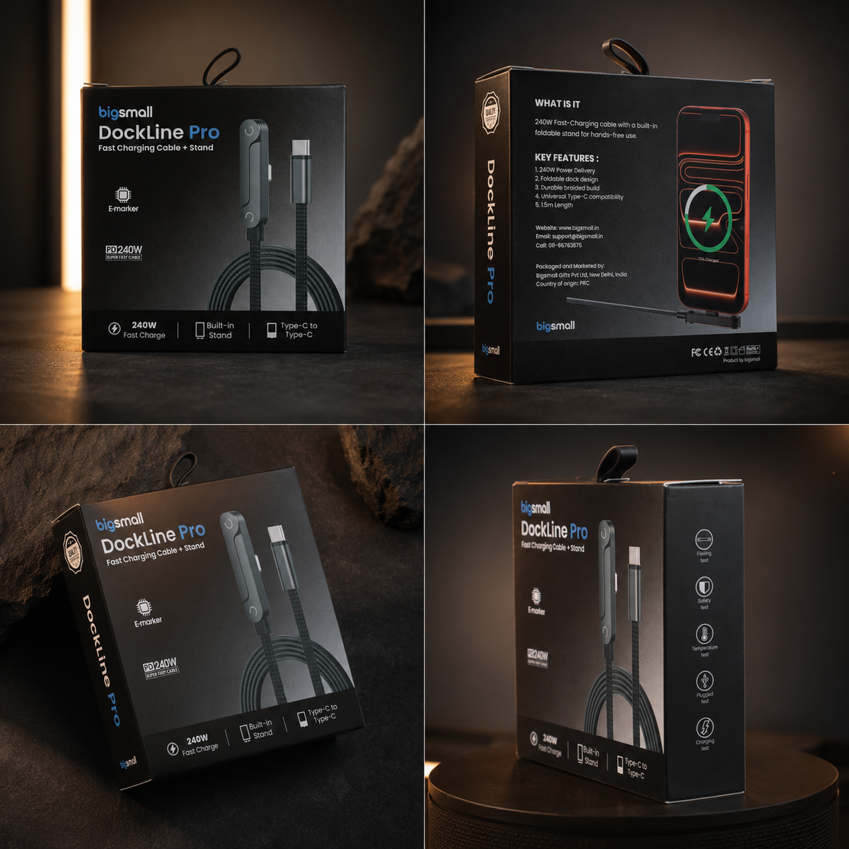Dockline Pro Type-C Fast Charging Cable with Mobile Stand