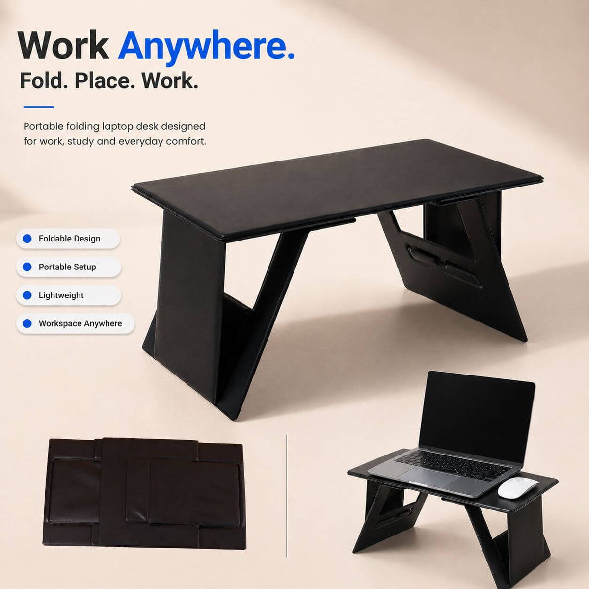 FlexFold Desk - Foldable Laptop Desk