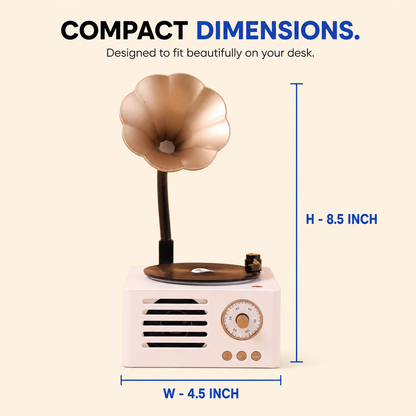 White Retro Gramophone Bluetooth Speaker with FM Radio